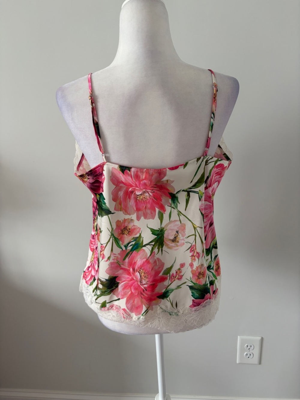 Express White Floral Lace-Trim “Downtown Cami”  with Pink Flowers - Picture 5 of 7